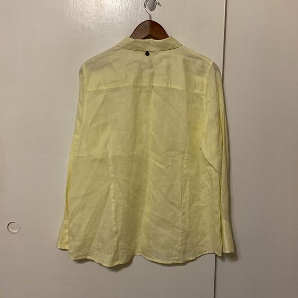 Soft Surroundings 100% Linen Long Sleeve Button Down Butter Yellow Lagenlook - Picture 9 of 11